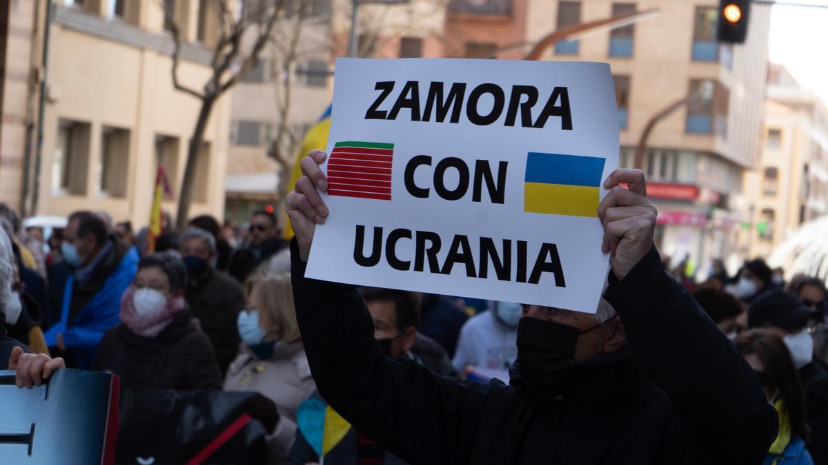 Manifestación en apoyo a Ucrania en Zamora.