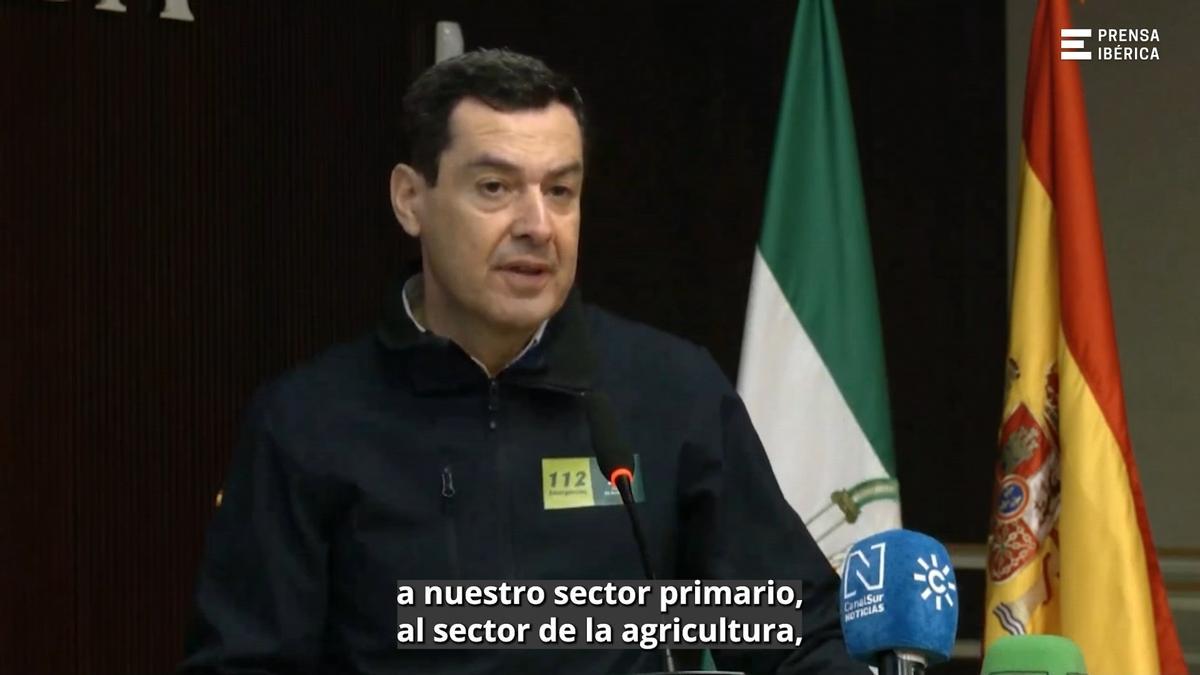 Juanma Moreno alerta sobre el impacto económico "millonario" por el temporal en Andalucía