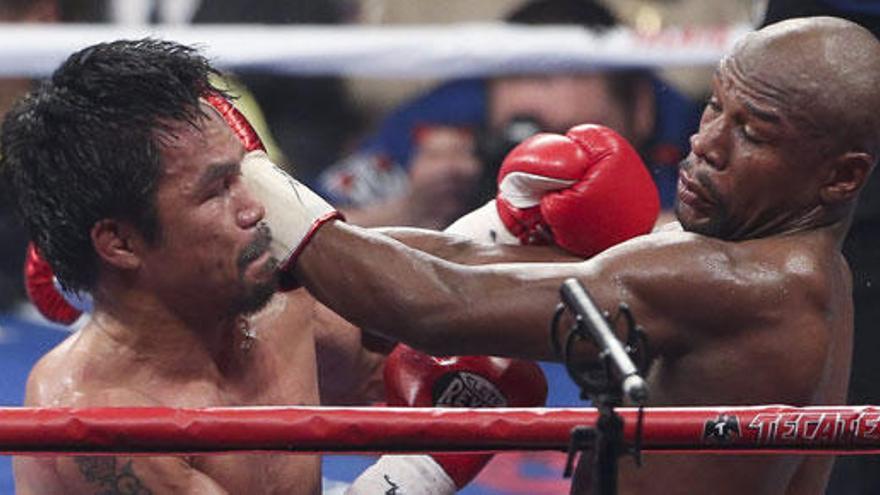 Mayweather durante el combate contra Pacquiao.