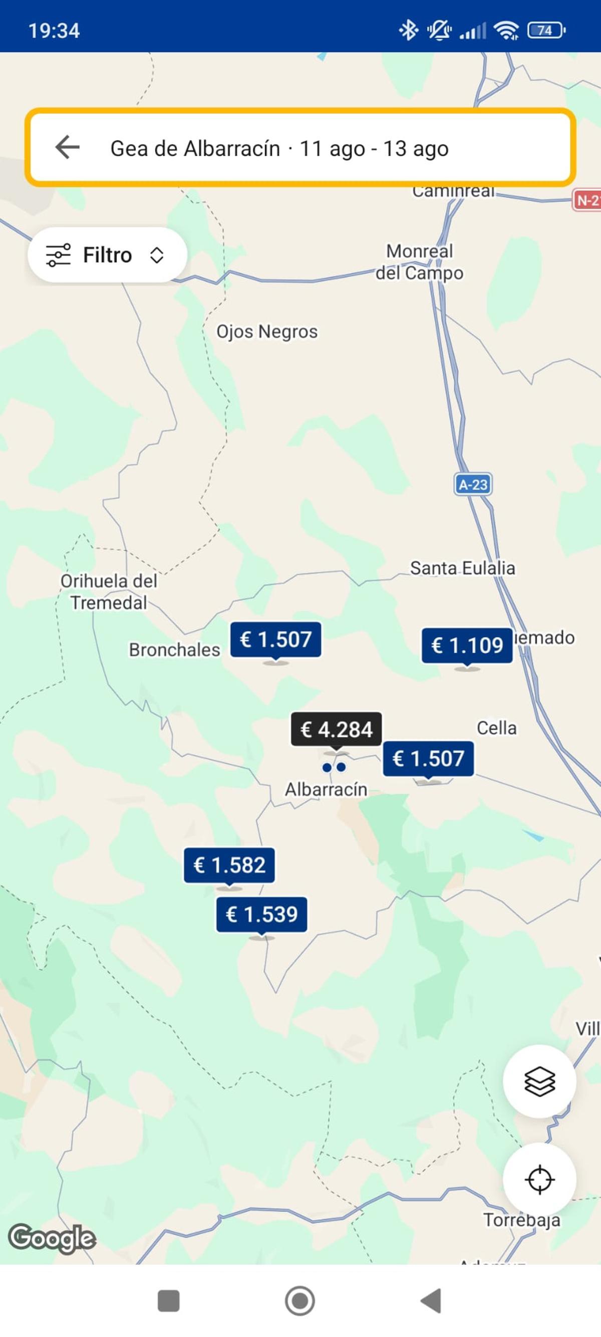 Una vista a los alojamientos que quedan disponibles en el entorno de Albarracín para dos noches.