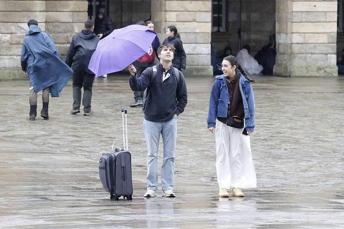 Jornada de lluvia en Santiago, en imagen de archivo.