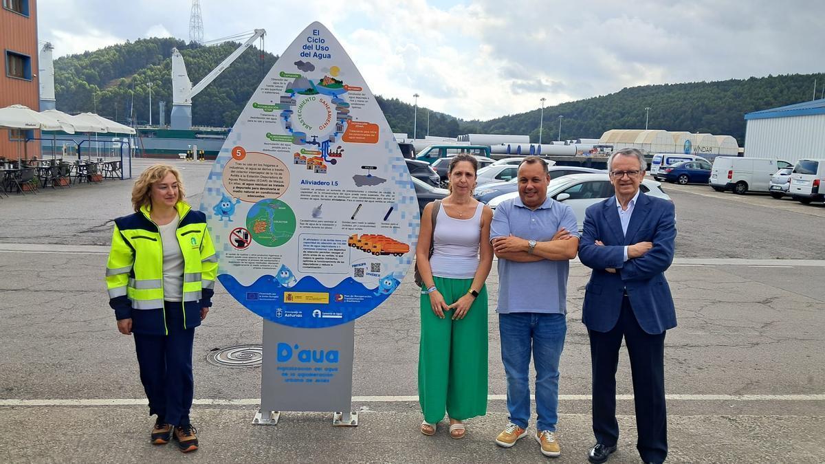 Por la izquierda; Patricia García, Vanesa Mateo, Pelayo García y Manuel Gutiérrez con un panel informativo.