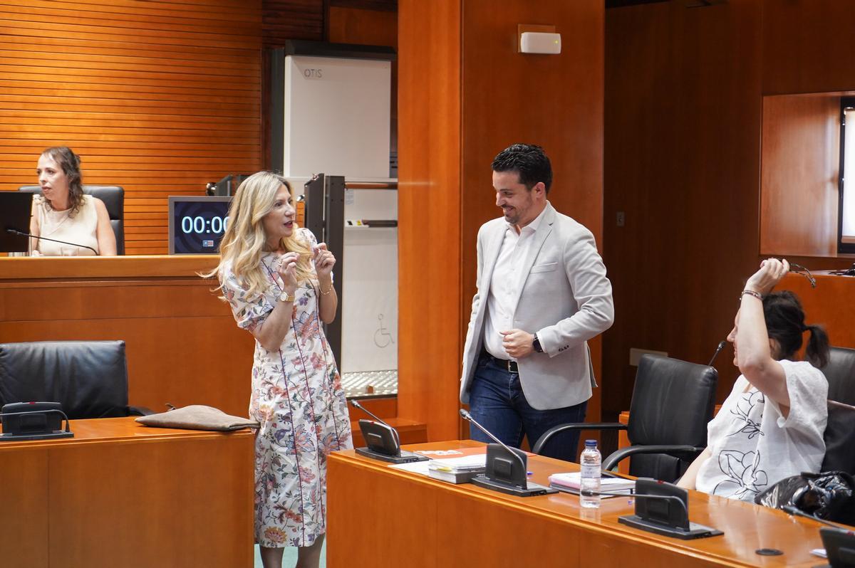 Vaquero conversa con Villagrasa, en la comisión de Institucoinal.