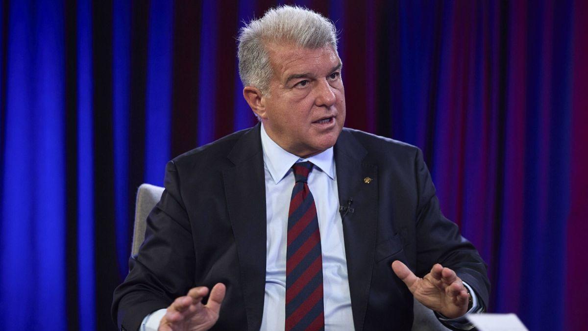 Joan Laporta, durante la entrevista con SPORT