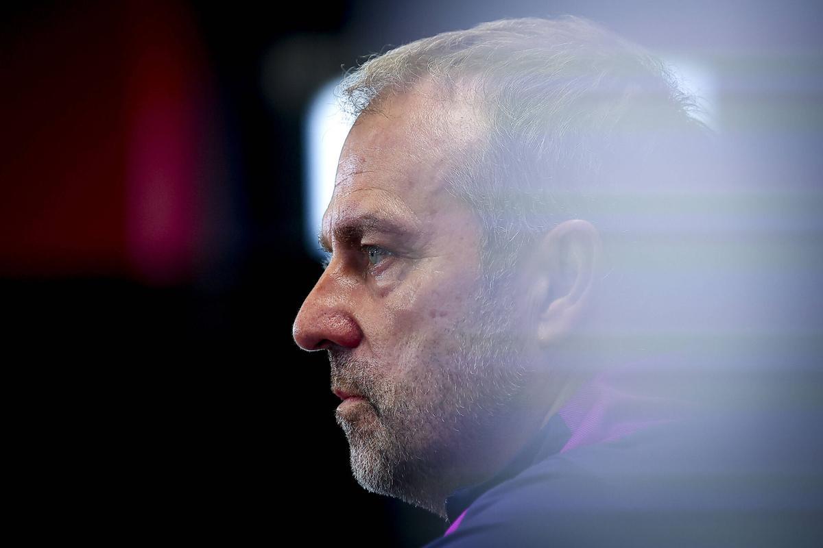 Flick, durante la rueda de prensa