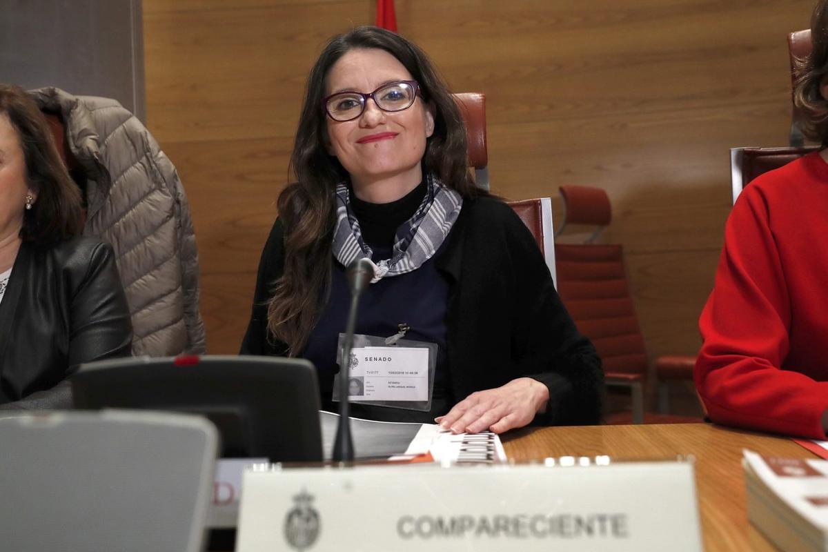 GRAF2542  MADRID  15 03 2018 - La vicepresidenta de la Comunidad Valenciana  Monica Oltra  durante su comparecencia hoy ante la Comision de Investigacion de la Financiacion de los Partidos Politicos del Senado  desde la que el PP indaga sobre las finanzas de las demas formaciones politicas  EFE Chema Moya