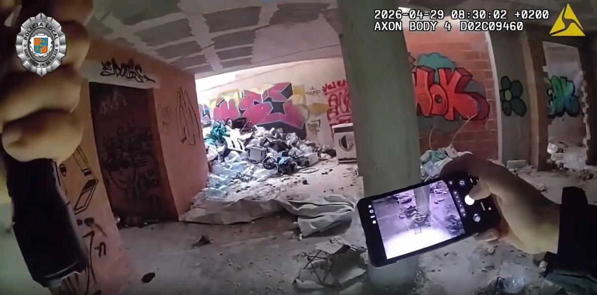 Fragmento del vídeo del control de asentamientos por la Policía Local de Sant Josep.
