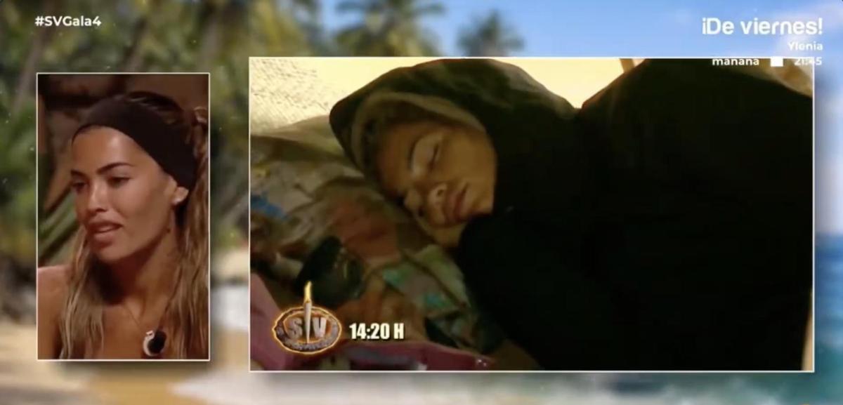 Teresa Seco viendo su edit de como se pasaba 22 horas tumbada