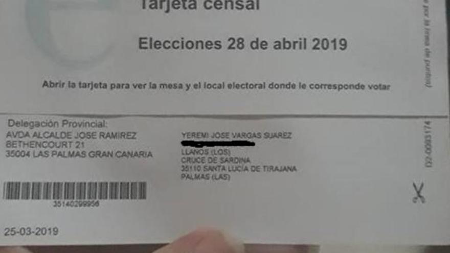 Tarjeta censo electoral