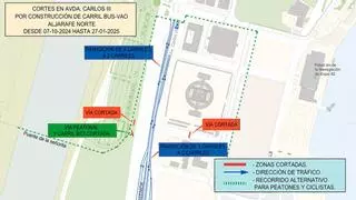 Comienzan los cortes de tráfico en la Avenida Carlos III por las obras del carril BUS-VAO