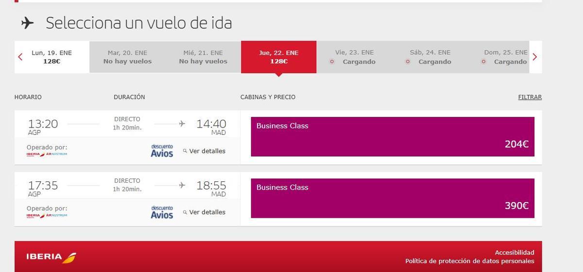 Actualmente no hay vuelos de ida disponibles ni para el lunes ni martes ni el miércoles.