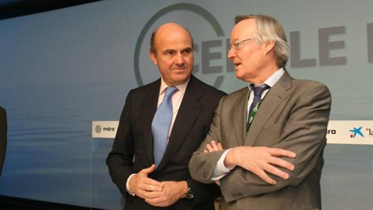 Luis de Guindos y Josep Piqué, en la 29ª Reunió del Cercle d'Economia, en Sitges.