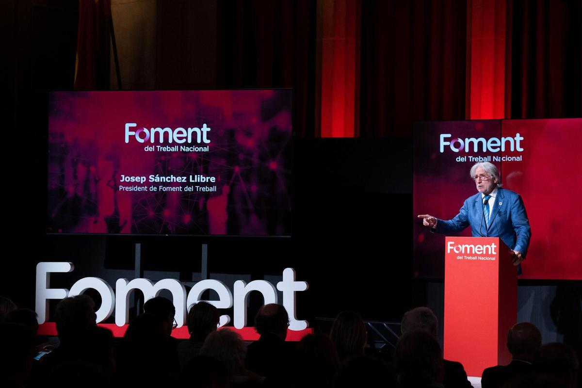 El presidente de Foment del Treball, Josep Sánchez Llibre, durante la Asamblea General de la organización en 2025