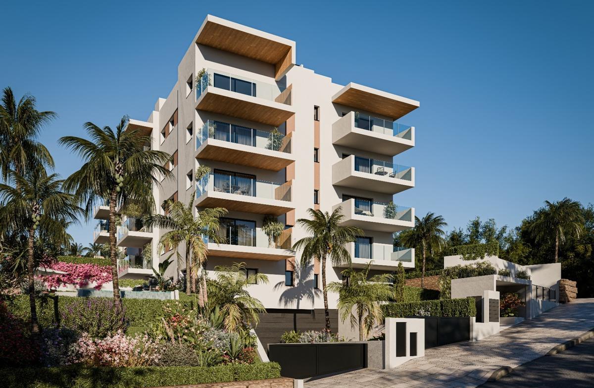 Imagen recreada de la fachada de la promoción Isidora Living Las Mesas, que Exxacon construirá en Estepona (Málaga).