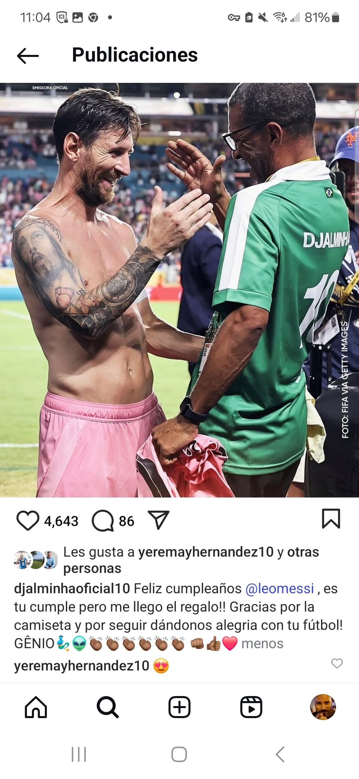 Messi, Djalminha y Yeremay