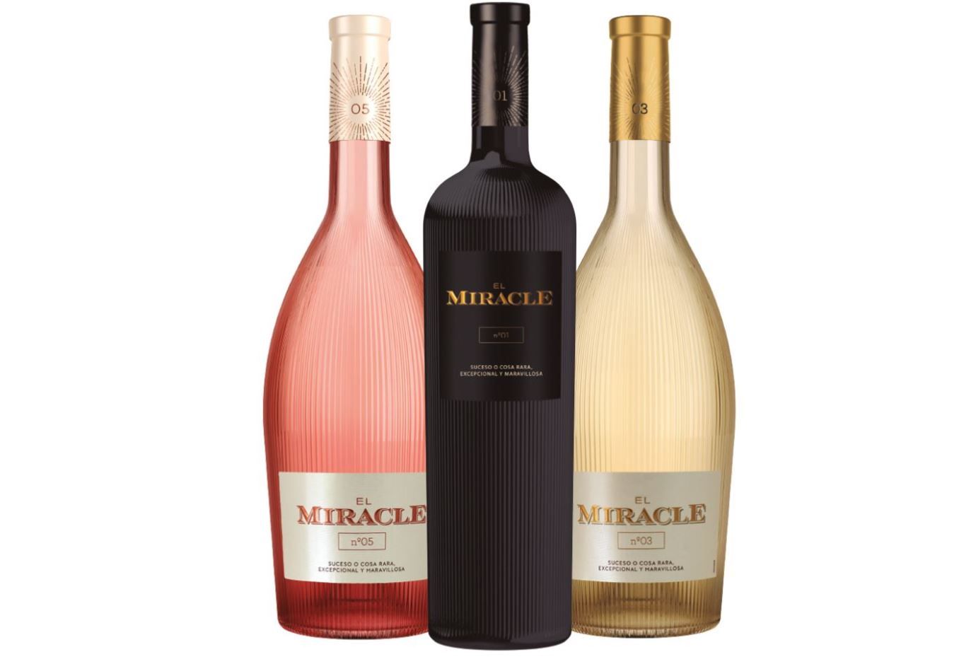 Nº5, Nº3 y Nº1, los tres vinos que componen la colección El Miracle 135 de Vicente Gandia.