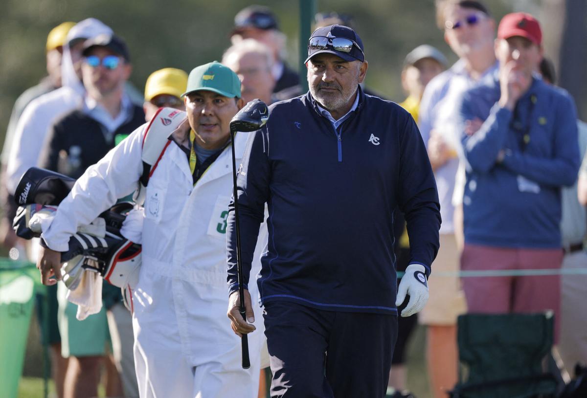 Golf - The Masters - Augusta National Golf Club, Augusta, Georgia, U.S. - April 8, 2025 Argentina's Angel Cabrera on the 8th hole during a practice round REUTERS/Mike Blake
