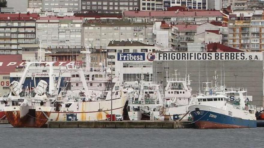 Buques que faenan en las Malvinas atracados en el puerto de Vigo.  // R. Grobas