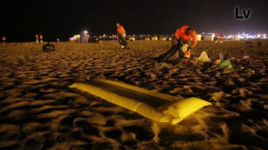 Dispositivo de limpieza por la Noche de San Juan en València