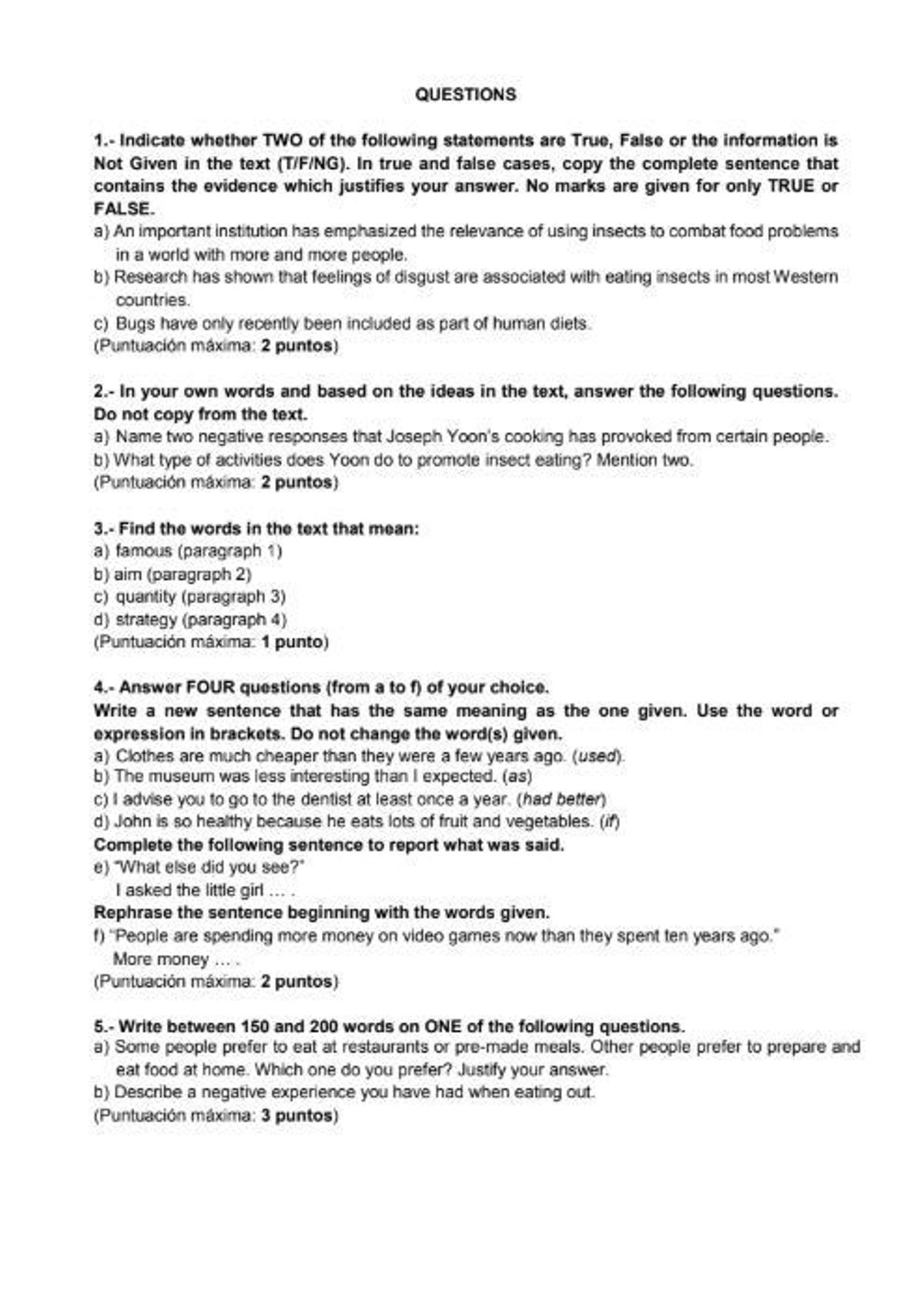 Examen de Inglés de la PAU extraordinaria de Madrid