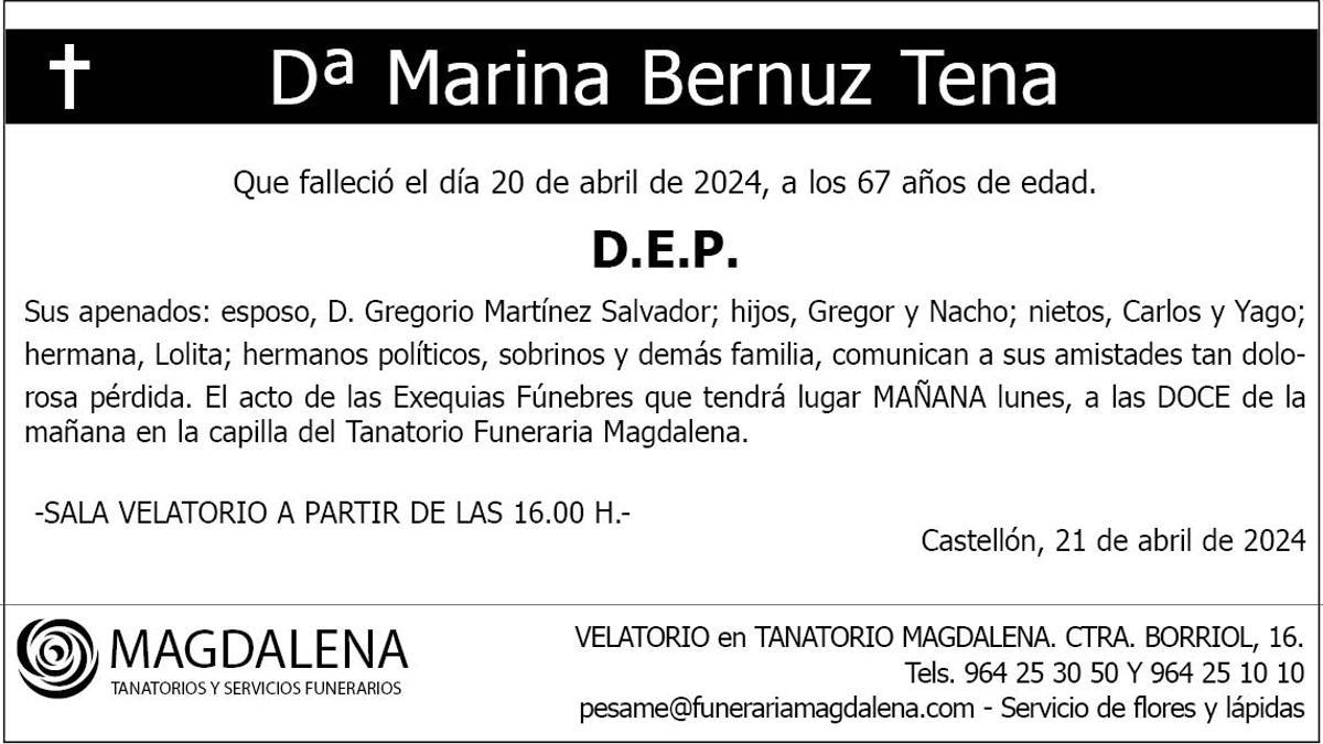 Dª Marina Bernuz Tena