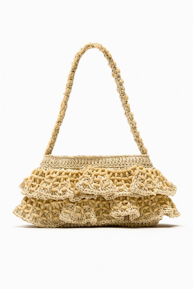 Bolso de rafia con volantes, de Zara