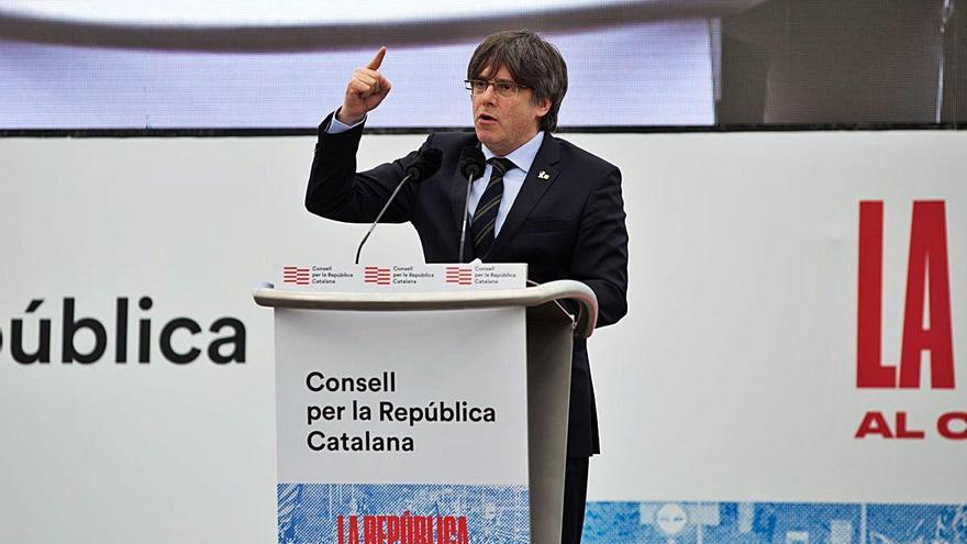 Carles Puigdemont en un acte a Perpinyà el febrer passat.