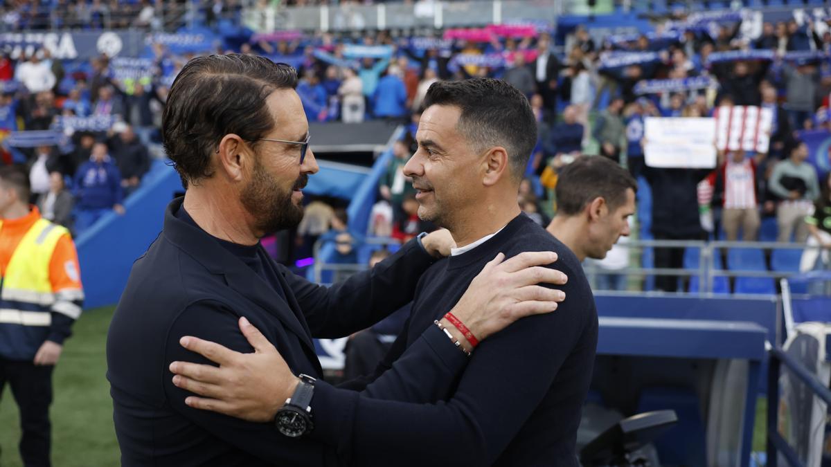 Bordalás y Míchel, antes del partido