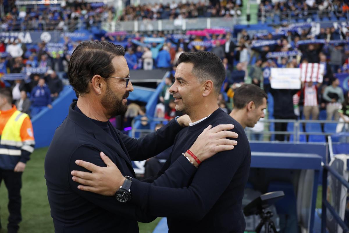 Bordalás y Míchel, antes del partido