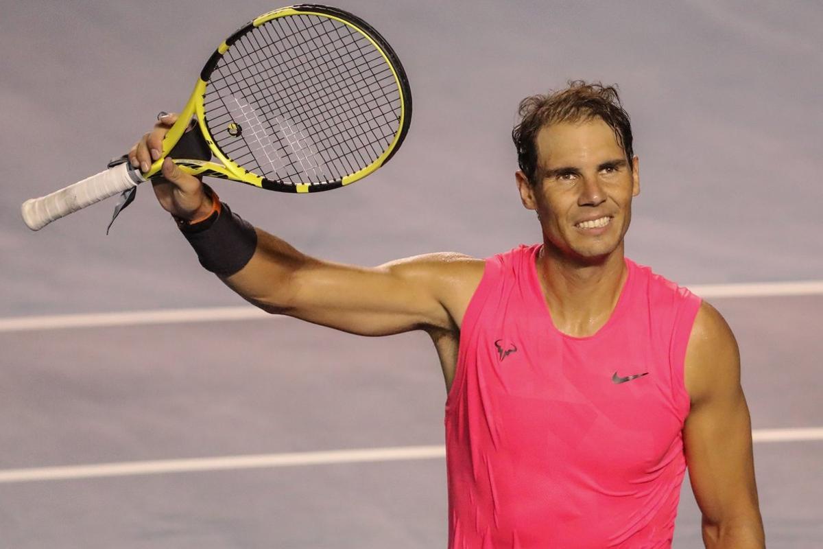 MEX6091. ACAPULCO (MÉXICO), 25/02/2020.- El español Rafael Nadal celebra este martes tras ganar a su compatriota Pablo Andújar, durante un partido del Abierto Mexicano de Tenis celebrado en Acapulco, en el estado de Guerrero (México). EFE/David Guzmán