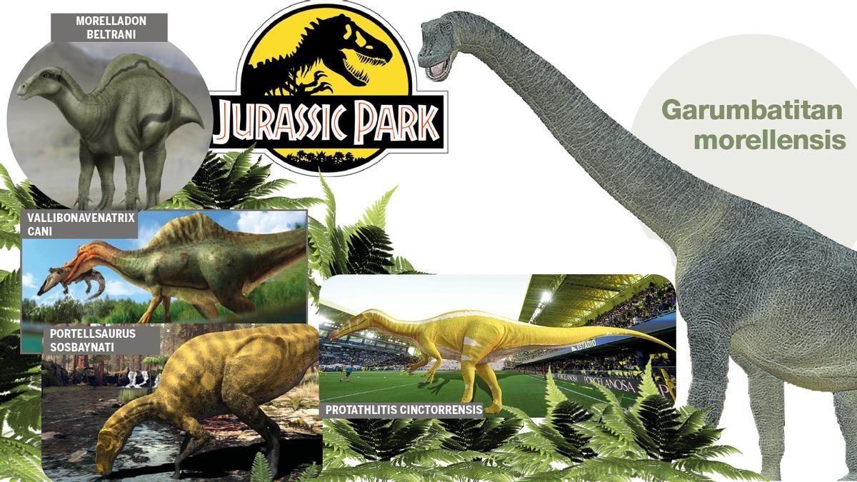 Montaje con las cinco especies halladas en Els Ports, el 'Jurassic Park' de Castellón.