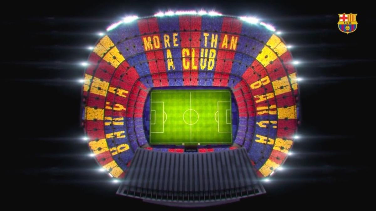 El mosaico que ha preparado el Barcelona para el duelo ante la Juventus en el Camp Nou.