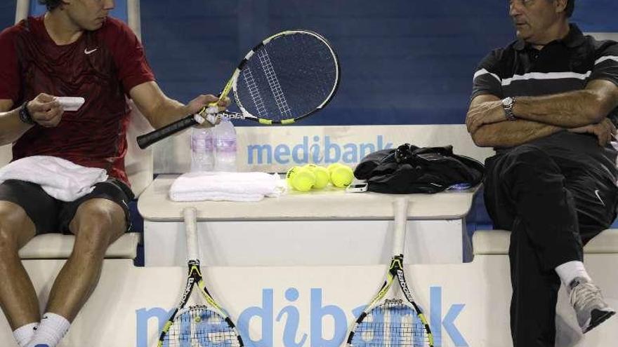 Rafa Nadal y su tío y entrenador, Toni Nadal.