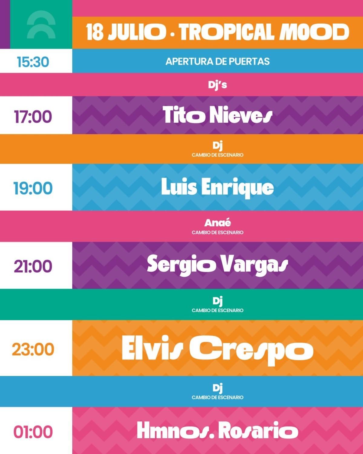 Horarios del Tenerife Cook Music Fest.
