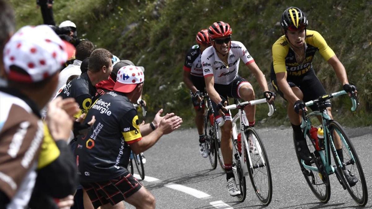 Contador no pudo seguir el ritmo de Roglic en el Galibier