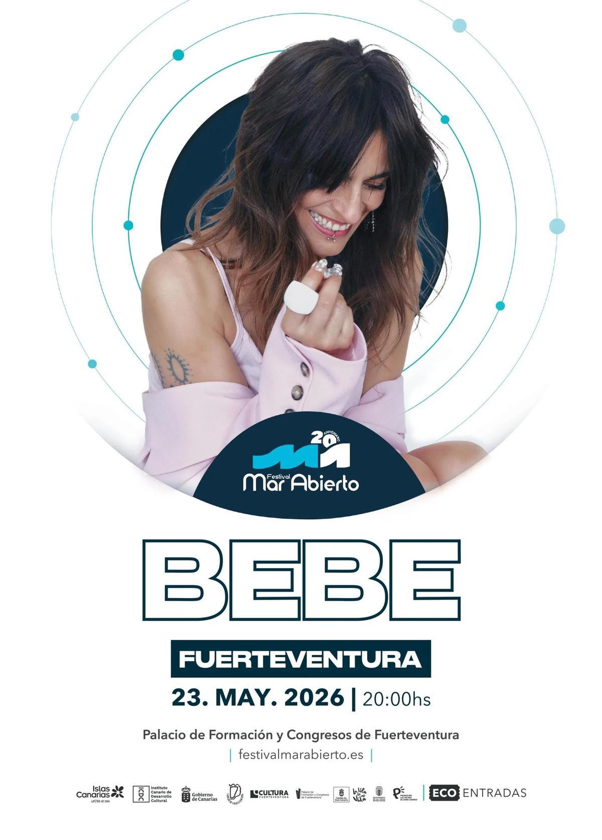 Cartel del concierto de Bebe en Fuerteventura.