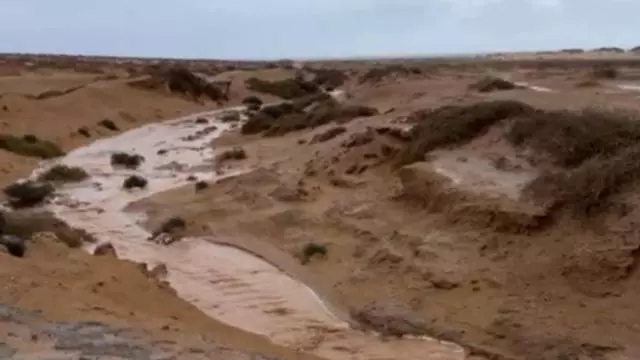 Escorrentías en La Graciosa por la borrasca Emilia
