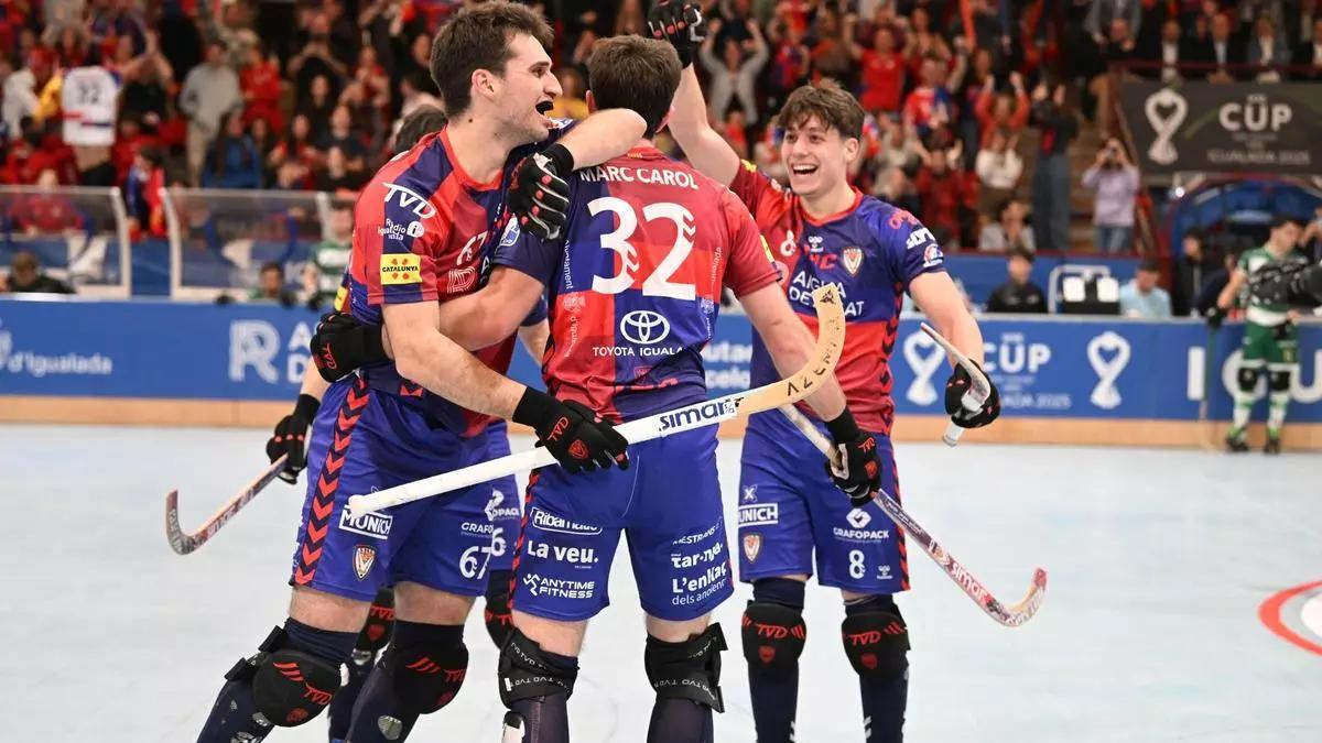 El Igualada celebra el título, el pasado domingo