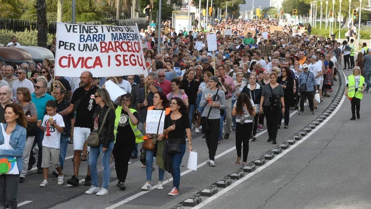 Manifestación en el barrio del Besòs i el Maresme contra la inseguridad