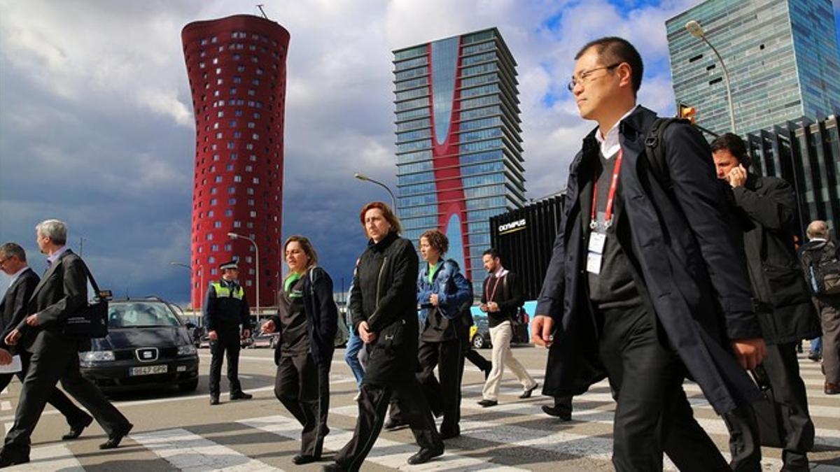 Visitantes del Mobile World Congress del 2014.