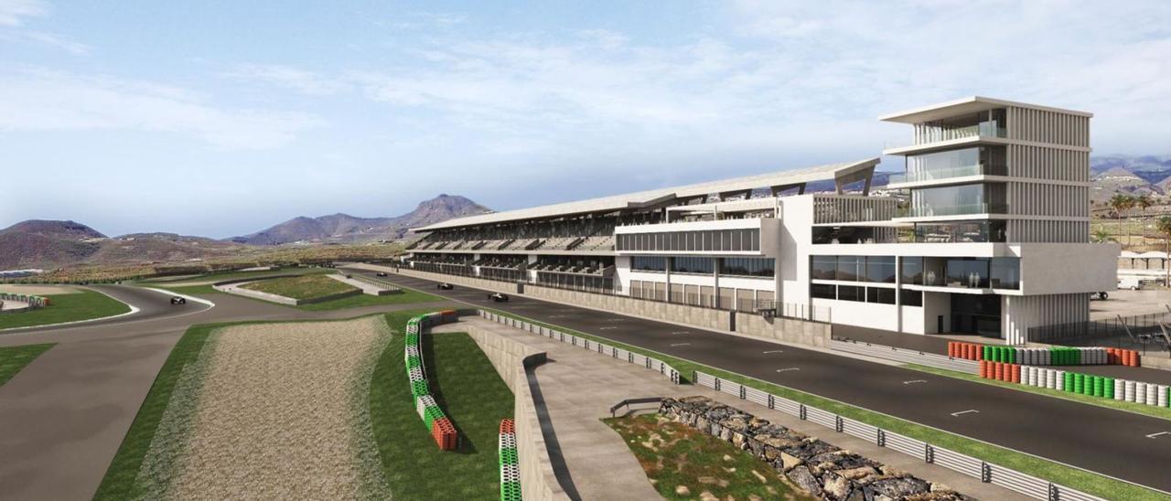 Infografía parcial del proyecto original del Circuito del Motor de Tenerife, en Atogo (Granadilla de Abona).