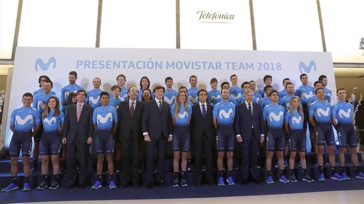 La formación del MoviStar, al completo en el acto de presentación