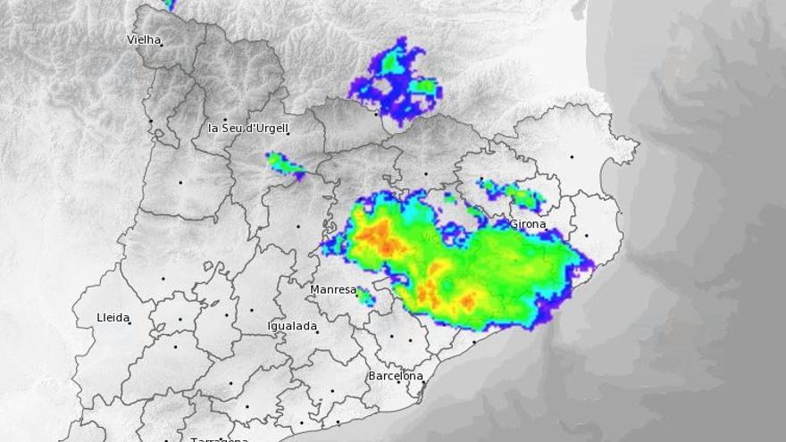 Llocs on hi havia tempesta a les 18 h, segons el radar del Meteocat