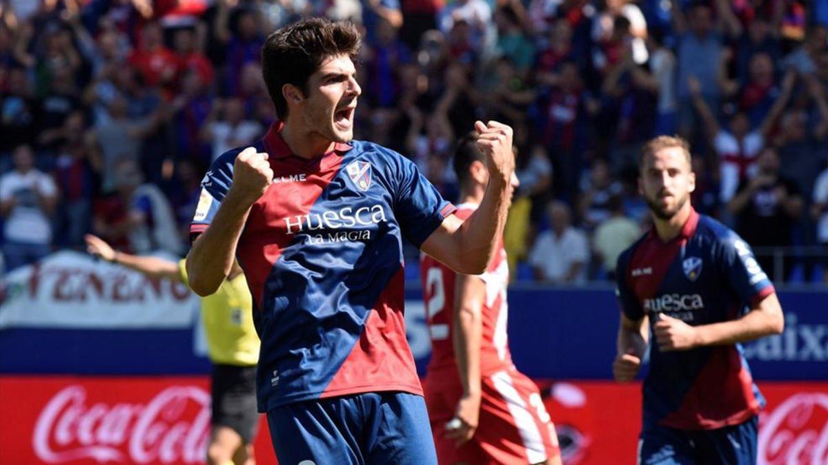 Melero celebrando un gol contra el Girona esta temporada