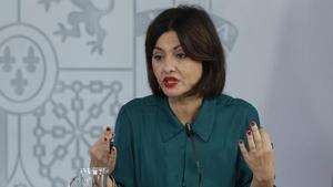 La ministra Rego, este miércoles tras el Consejo de Ministros.