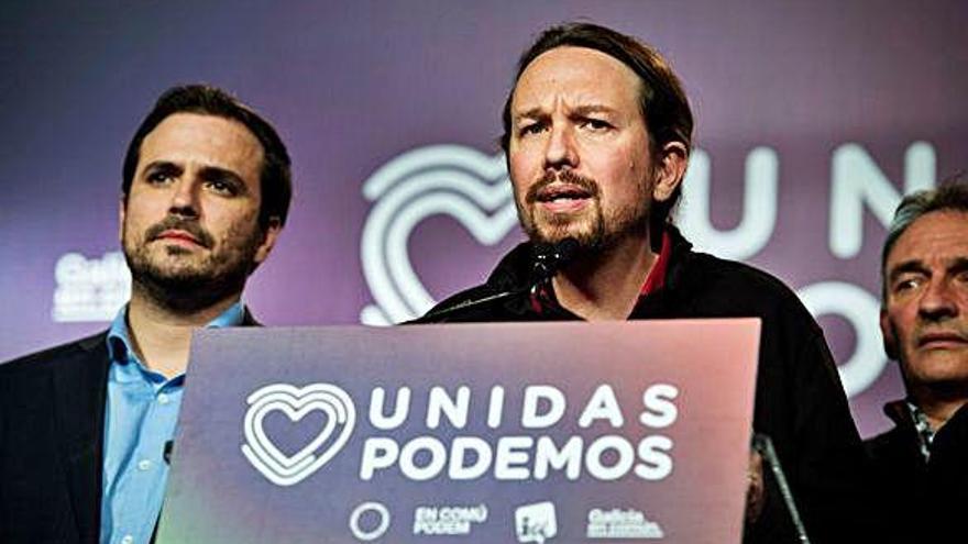 El candidat d&#039;Unides Podem, Pablo Iglesias, ahir a Madrid