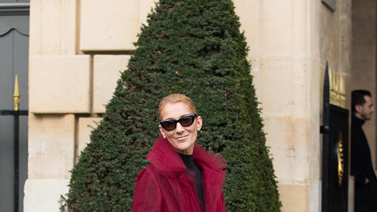 Celine Dion posando para los fotógrafos en París