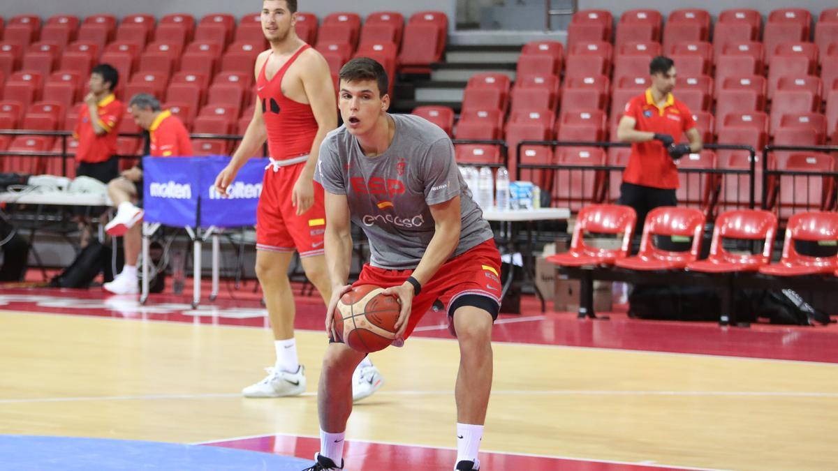 Jaime Pradilla, en un entrenamiento con la selección en el Príncipe Felipe.