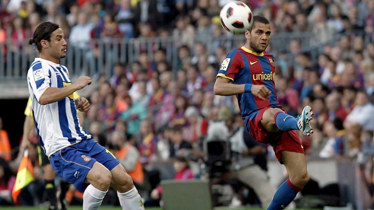 Osvaldo en un partido contra el Barça