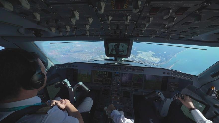 Así fue el vuelo inaugural de Binter a Sevilla